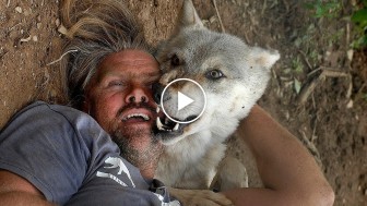 The man who thinks he’s a wolf. He eats and sleeps with them!