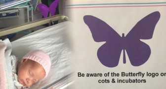Have you seen a purple buterfly sticker by a newborn? Here’s what it means…