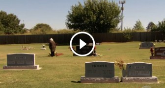 An old woman visits her husband’s grave, but seconds later? SHOCKING.