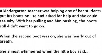 Teacher gets frustrated while helping a student with his boots. His reply? HILARIOUS!