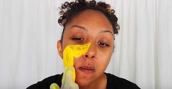 SHE STARTS RUBBING TURMERIC ONTO HER FACE. WHEN SHE RUBS IT OFF IT WAS AMAZING!