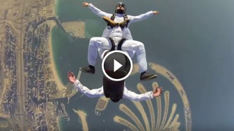 Watch This Jaw-Dropping Skydiving Performance over The Iconic Palm Islands! Awesome!