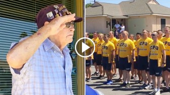 Navy Officers Surprise WWII Veteran By Singing ‘Anchors Aweigh’ Outside His Home