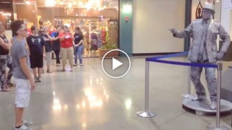 Boy challenges a statue to a dance battle. Now watch an epic dance-off in action!