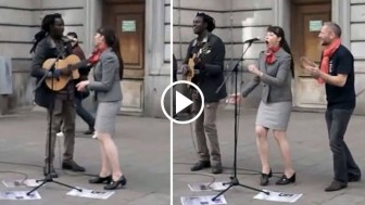 Street Busker Starts Singing Bob Marley Song, Then This Woman Takes The Mic And Shocks Everyone