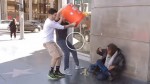 They threw something out of a water cooler over homeless people. But this came out!